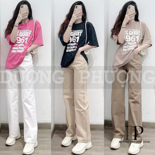 Quần dài kaki nữ màu trơn, quần kaki ống suông basic lai gấp cá tính - QU058