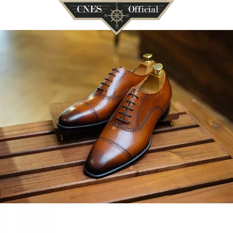 Giày Tây Nam Kiểu Dáng Oxford Chất Liệu Da Bê Cao Cấp Thương Hiệu CNES (CNS 06 (CNS 72))