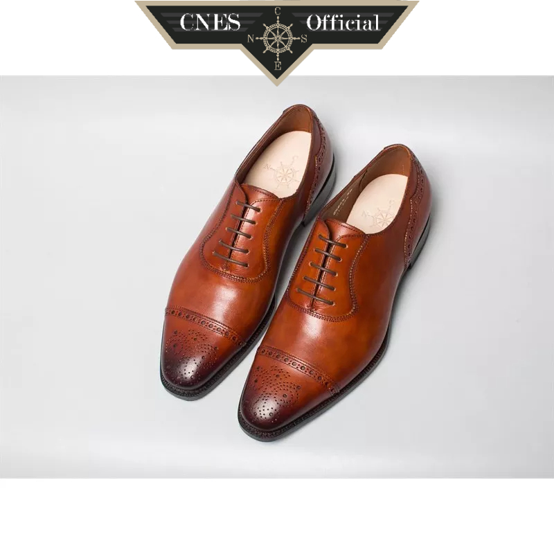 Giày Da Nam Buộc Dây Oxford Thời Trang Lịch Sự Chất Liệu Da Bê Cao Cấp Thương Hiệu CNES (CNS 04- U 1943 G)