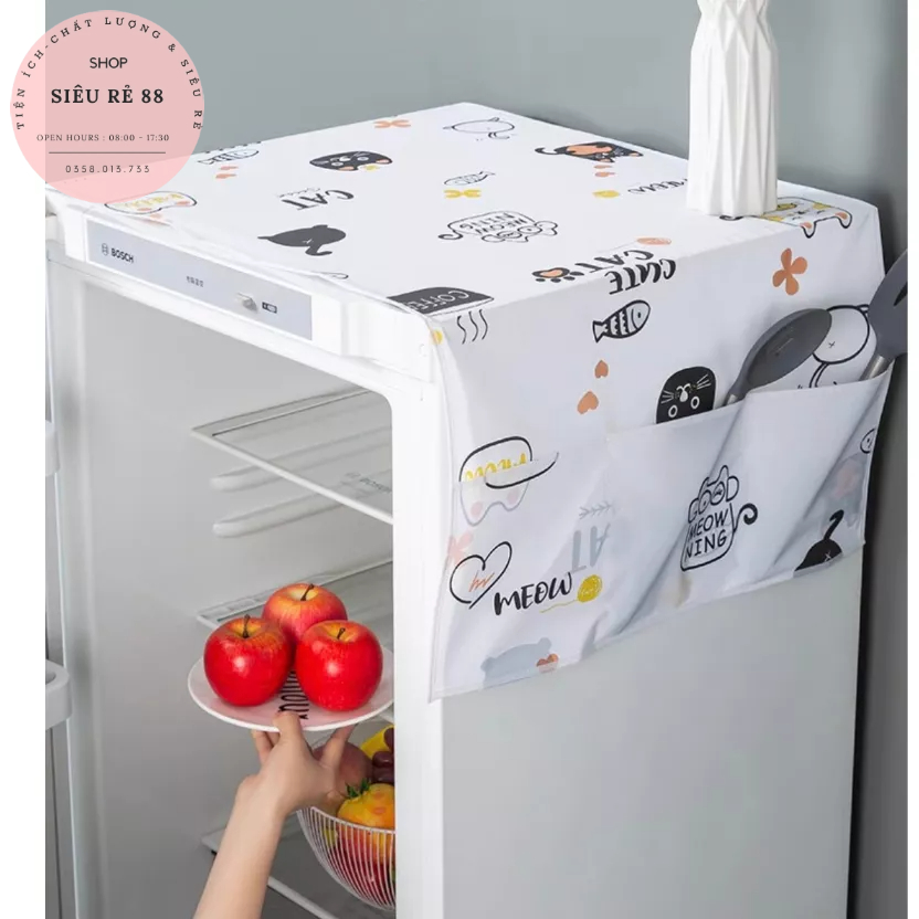 Tấm Phủ Tủ Lạnh/ Che Tủ Lạnh Chống Thấm Nước, Đựng Đồ Tiện Dụng 88225 siêu rẻ 88 | BigBuy360 - bigbuy360.vn