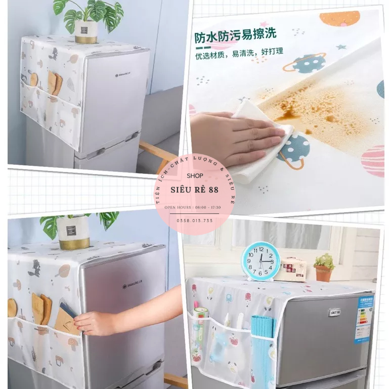 Tấm Phủ Tủ Lạnh/ Che Tủ Lạnh Chống Thấm Nước, Đựng Đồ Tiện Dụng 88225 siêu rẻ 88 | BigBuy360 - bigbuy360.vn