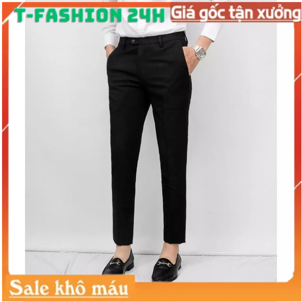 Quần tây âu nam cao cấp vải lụa cotton dáng ôm co giãn không nhăn thời trang công sở cao cấp-black fashion shop-qtn3