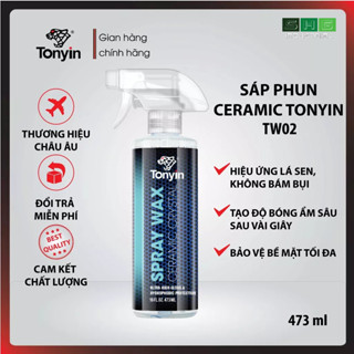 Chai xịt ceramic phủ bóng sơn ô tô SPRAY WAX Tonyin TW02 473ml, hiệu ứng lá sen, không bám bụi
