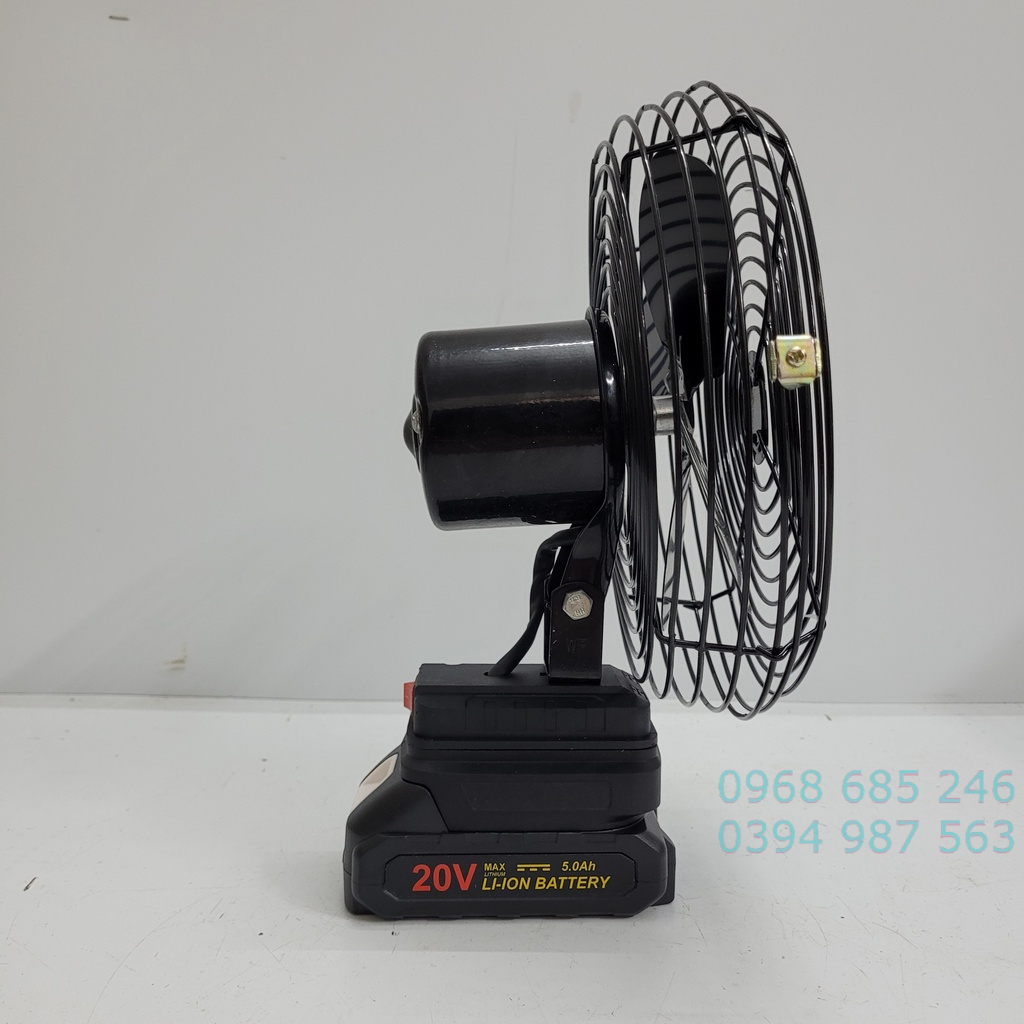 Quạt mini để bàn Quạt chạy pin Makita sạc tích điện 8 inch, sài chung pin Makita 14,4v 18v 21v