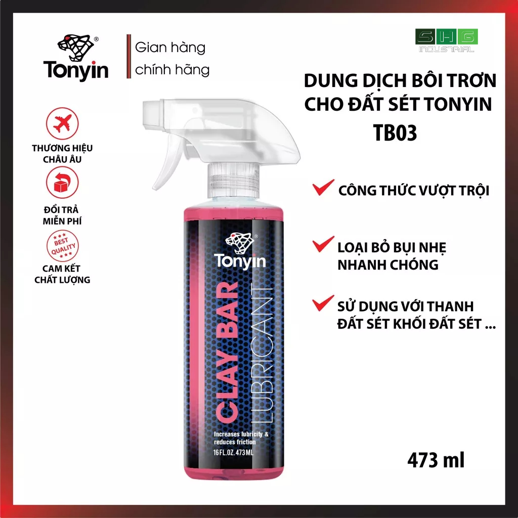 Chai xịt bôi trơn cho đất sét CLAY BAR LUBRICANT Tonyin TB03 473ml loại bỏ nhanh bụi nhẹ