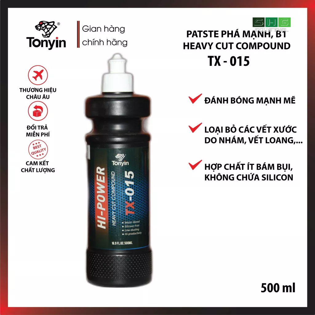 Bát phá mạnh B1 HI-PERFORM HEAVY CUT COMPOUND TX015B Tonyin 500ml đánh bóng mạnh mẽ, loại bỏ vết xước trên sơn