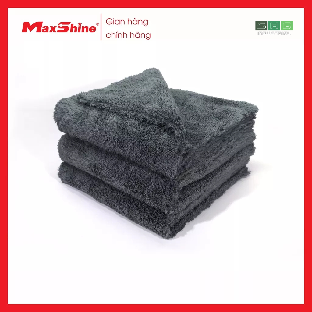 Khăn lau Wax sợi nhỏ màu xám Maxshine 10104040G cấu trúc sợi dài và mềm mịn hai mặt giúp thấm hút và làm sạch tối đa