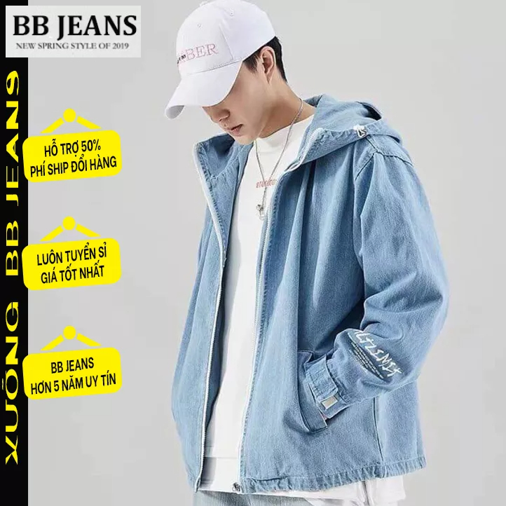 Áo khoác chống nắng có mũ rộng Unisex chất jean cotton cao caapsp FORM RỘNG size 40-75kg BB Jeans