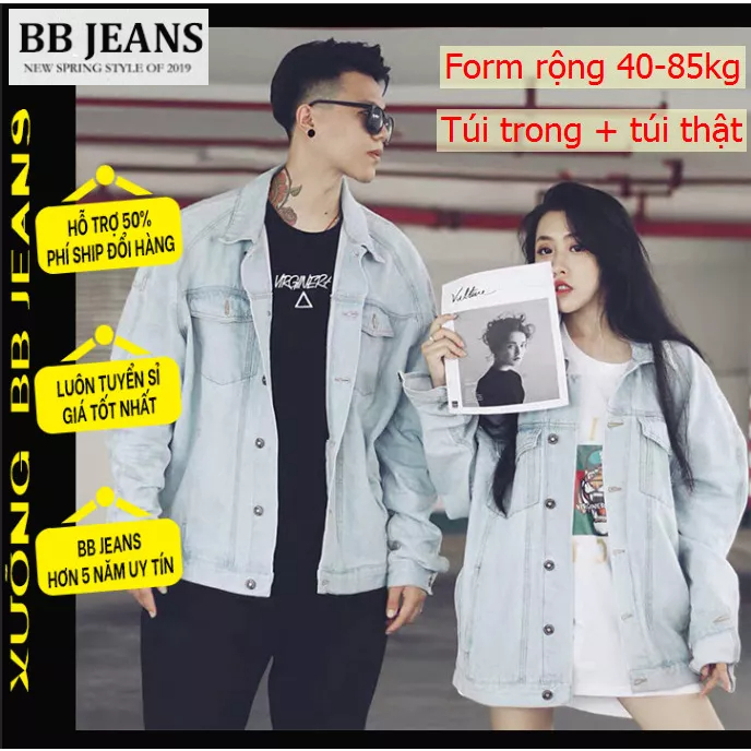 ÁO KHOÁC JEAN NAM NỮ CẶP ĐÔI UNISEX PHONG CÁCH THỜI TRANG MỚI NHẤT 2024 AKJN 4 màu túi trong + túi thật BB Jeans