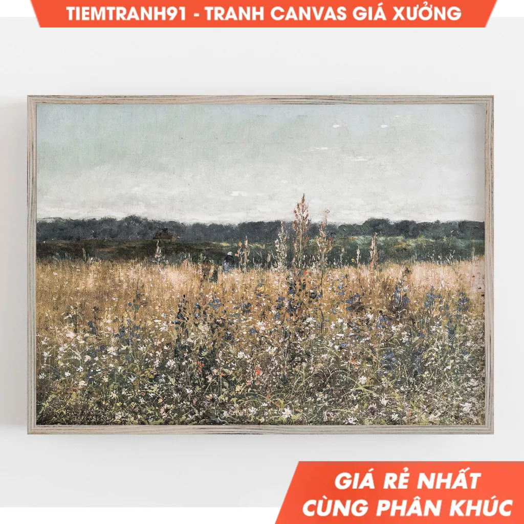 Tranh treo tường, Muted Country Field, Vintage Wall Art, Farmhouse Wall Decor, Antique Wall Decor, t
