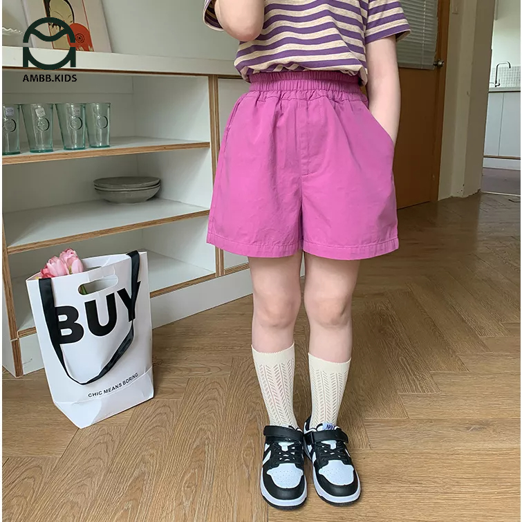 Quần short cho bé gái AMBBKIDS vải thô cotton cao cấp mềm mịn, co giãn thoải mái- Quần áo mùa hè cho bé 2-10 tuổi