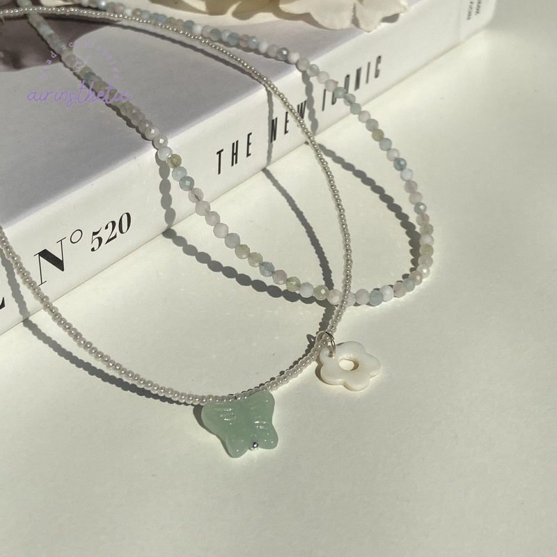Vòng cổ basic airinsthetic mix hạt cườm cùng charm