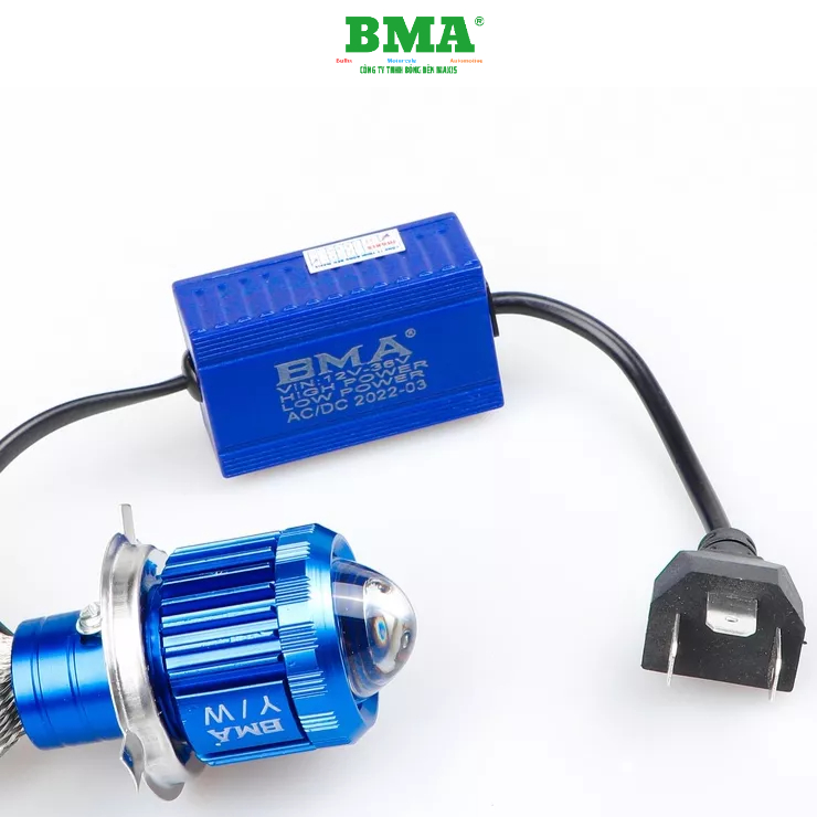Đèn Pha Bi Cầu BMA V1 40W/H4/12.24V/DC Lắp Zin Cos Vàng Pha Trắng