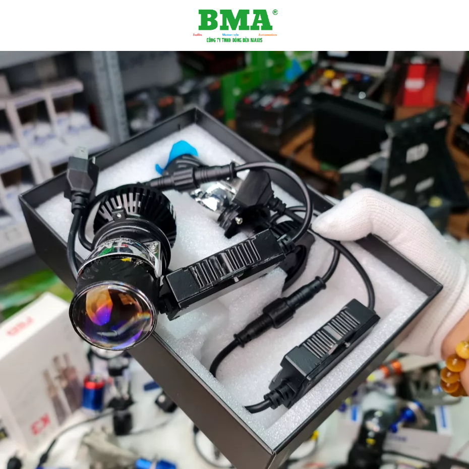 Đèn Pha Bi Cầu T2 50W/H4/12.24V/DC Lắp Zin Chống Chói