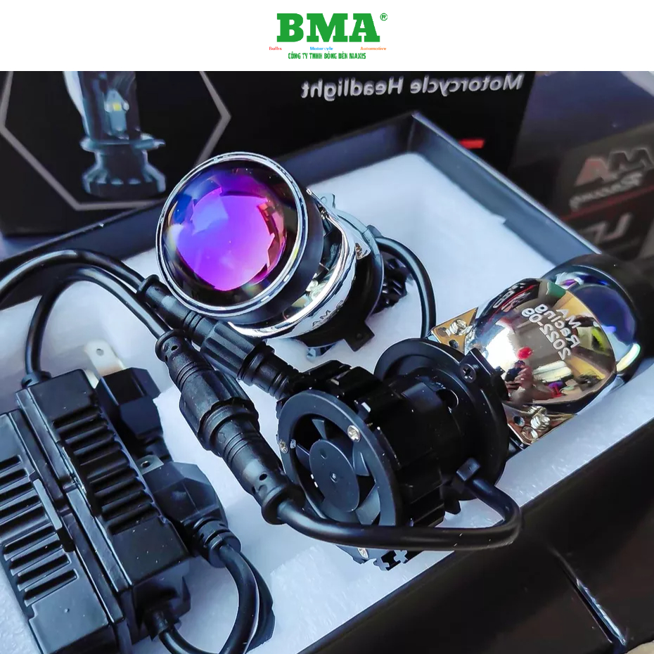 Đèn Pha Bi Cầu T2 50W/H4/12.24V/DC Lắp Zin Chống Chói