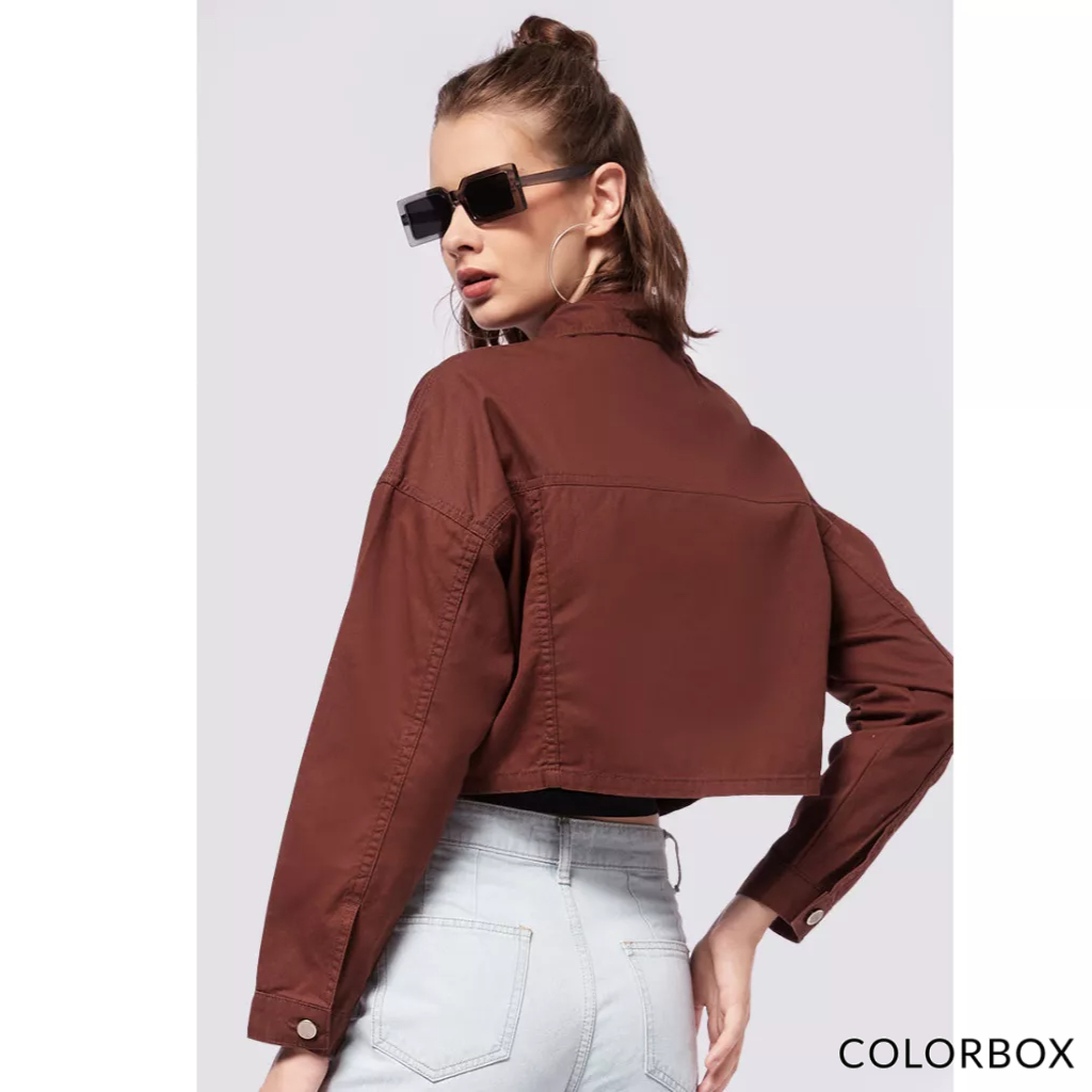 Aó khoác denim Colorbox tay dài - Nâu