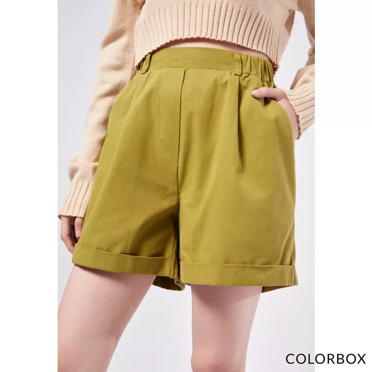 Quần đùi Bermuda Colorbox cạp cao - Olive