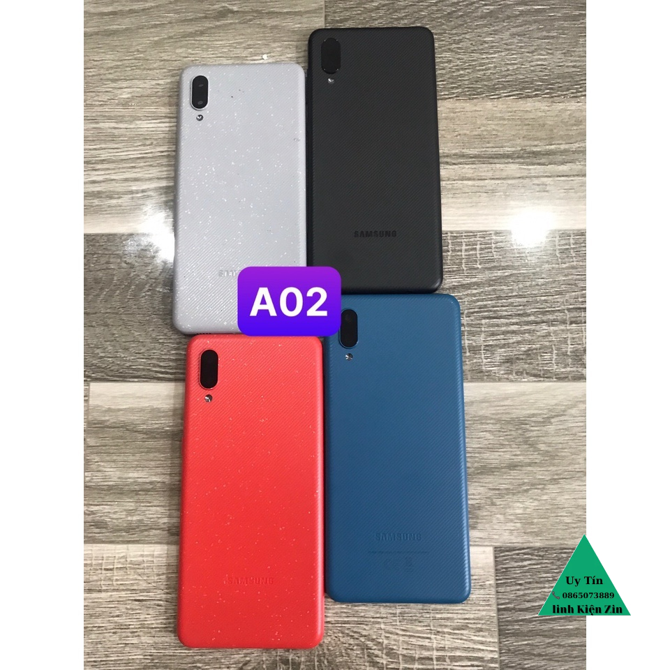 bộ vỏ samsung A02 (gồm sườn,lưng, phím bấm,kính cam)