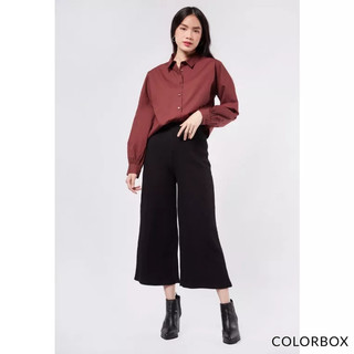 Quần dệt kim Colorbox ống rộng - Đen