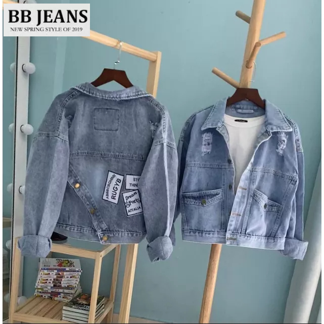 Áo khoác jean xanh tà chéo - đen tà chéo size M form lững - L form vừa  mẫu Rugyb BB Jeans