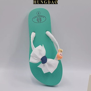 Dép quai kẹp nữ HD đính nơ kiểu kèm stiker tùy màu dễ thương mang đi biển có đế chống trơn trượt đủ size nhiều màu