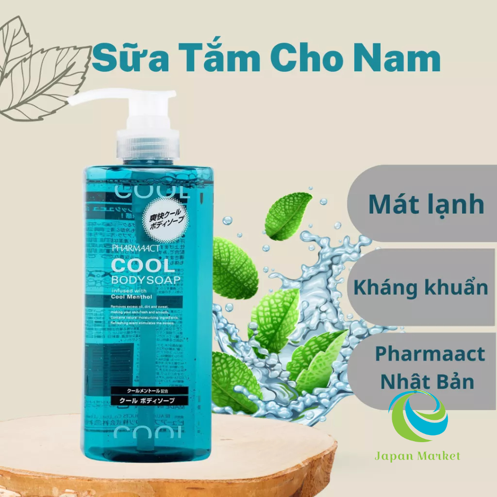 Sữa Tắm Pharmaact Cool 600ml Cho Nam (Giảm Mụn & Sáng Khoái) Hàng Nhật Nội Địa