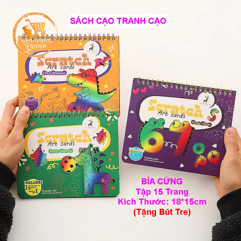 Sách Cạo, Tranh Cạo Nghệ Thuật Cho Bé Thỏa Đam Mê Hội Họa, Sổ Tay Gồm 15 Tranh Kích Thước 18*15cm DIY