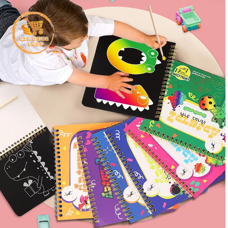 Sách Cạo, Tranh Cạo Nghệ Thuật Cho Bé Thỏa Đam Mê Hội Họa, Sổ Tay Gồm 15 Tranh Kích Thước 18*15cm DIY