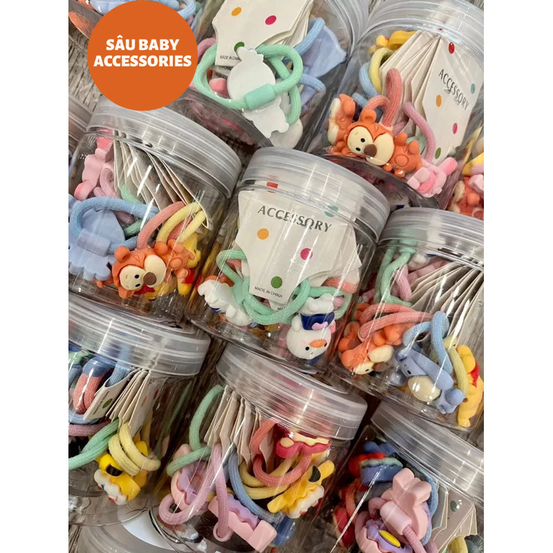 Hộp 5 đôi dây buộc tóc nhiều hình xinh xắn cho bé gái