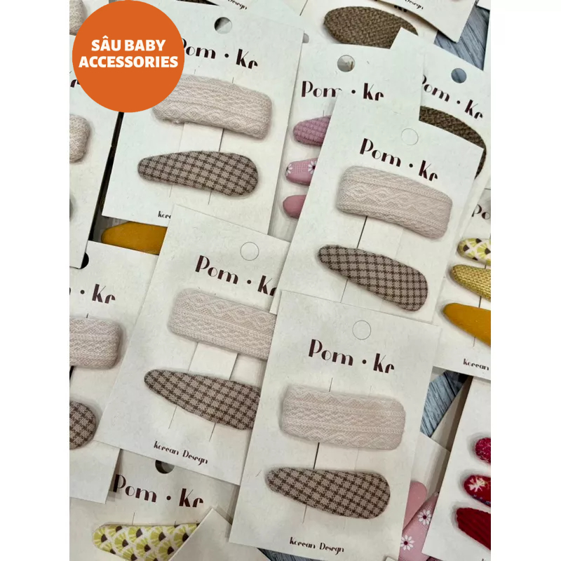 Sét 2 chiếc kẹp vải thêu hoa Vintage cho bé