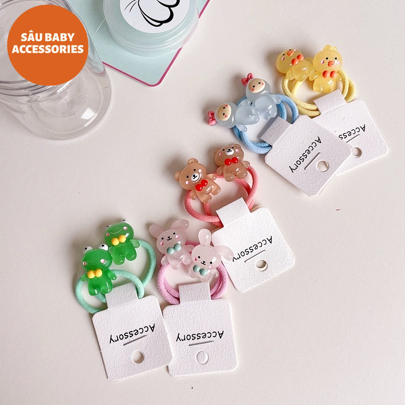 Hộp 5 đôi dây buộc tóc nhiều hình xinh xắn cho bé gái