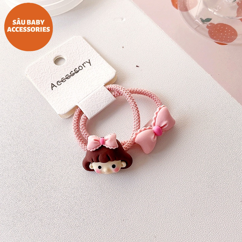 Hộp 5 đôi dây buộc tóc nhiều hình xinh xắn cho bé gái