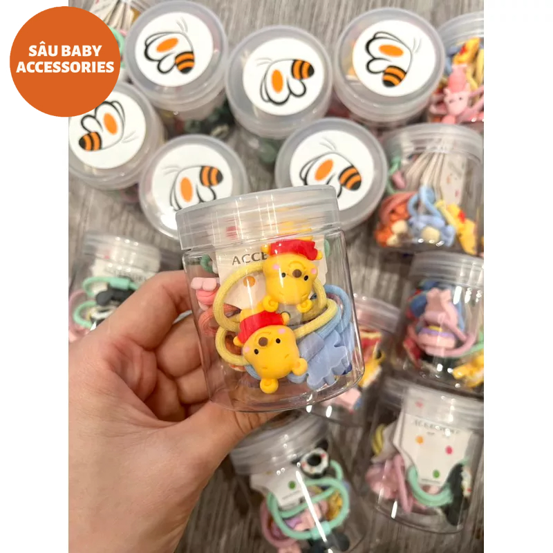 Hộp 5 đôi dây buộc tóc nhiều hình xinh xắn cho bé gái