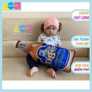 Gối ôm 3D Loại 1 , Chai Tiger Nâu 60cm