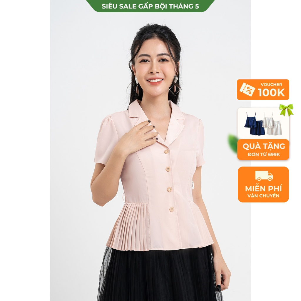 Áo Peplum Lamer Công Sở Đi Làm Gấu Dập Ly L61H22H016 (Không Kèm Đai)
