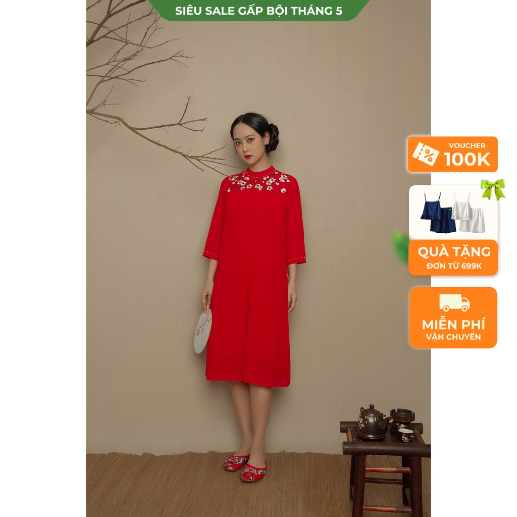 Áo Dài Cách Tân Liền Đầm Vienne Tran V61A19Q047 (Áo Không Kèm Quần)