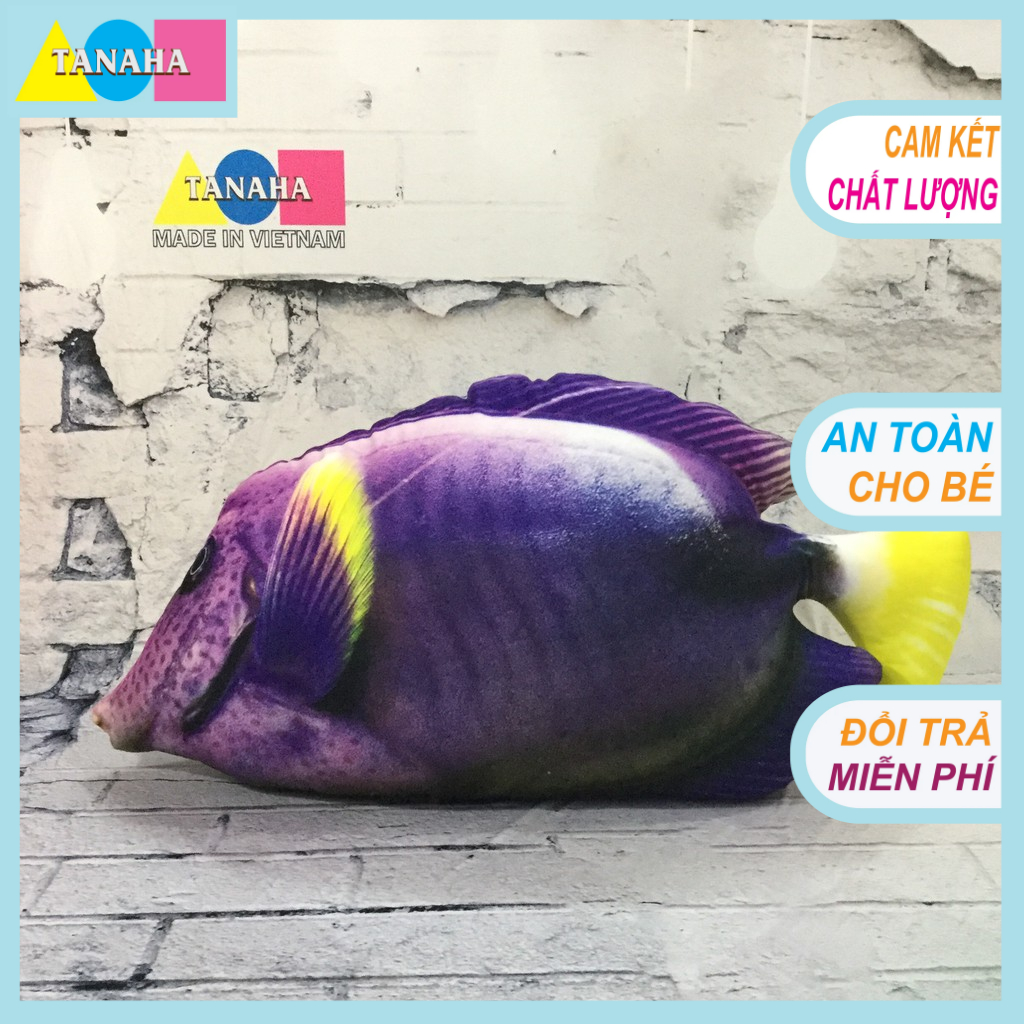 Gối ôm 3D Loại 1 , Cá Dory Tím 80cm