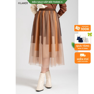 Chân Váy Nữ Voan Lưới Xòe Phối Màu By Lamer N62L21T006