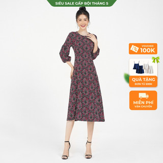 Đầm Nữ Midi Tay Lỡ Lamer L63I20Q012 (Họa Tiết)