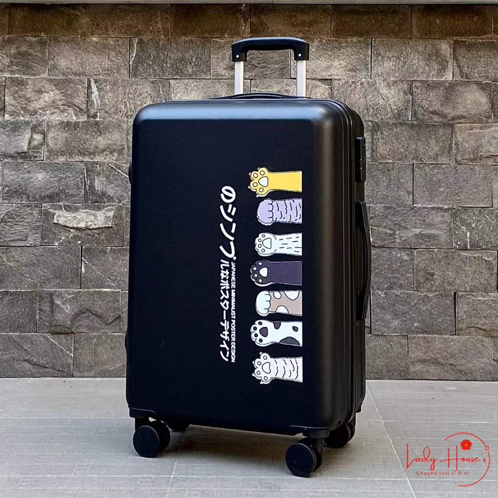 HÌNH THẬT_Vali Kéo Du Lịch In Hình Tay Mèo Dễ Thương Chất Liệu Nhựa Nhám PC+ABS Dày Hàng Sẵn Kho Đủ Size