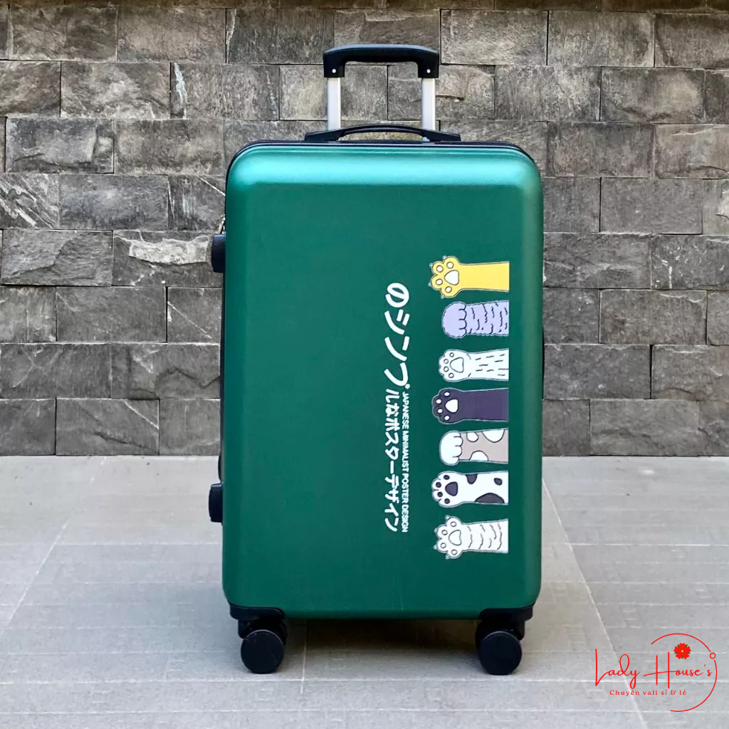HÌNH THẬT_Vali Kéo Du Lịch In Hình Tay Mèo Dễ Thương Chất Liệu Nhựa Nhám PC+ABS Dày Hàng Sẵn Kho Đủ Size