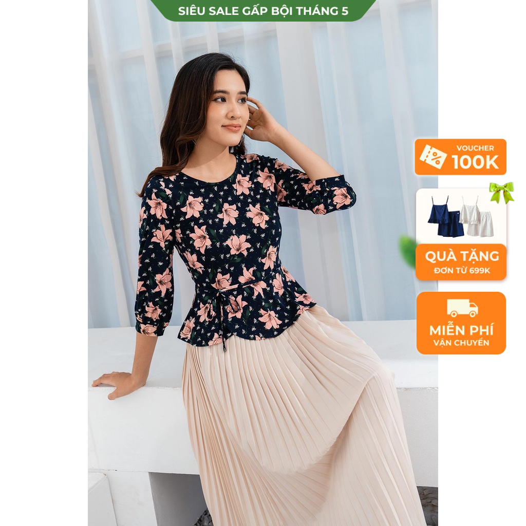 Áo Kiểu Nữ Peplum Nơ Eo Tay Lỡ Lamer L61B22Q049