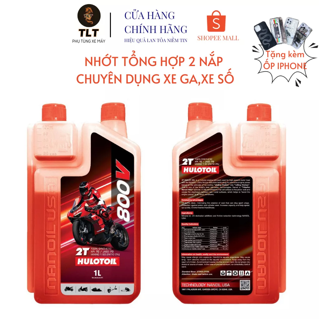 Dầu nhớt xe máy HULOTOIL,nhớt xe PKL 10W40 800V 1L giúp tăng cường dầu gốc tặng kèm phễu bảo hành 12 tháng