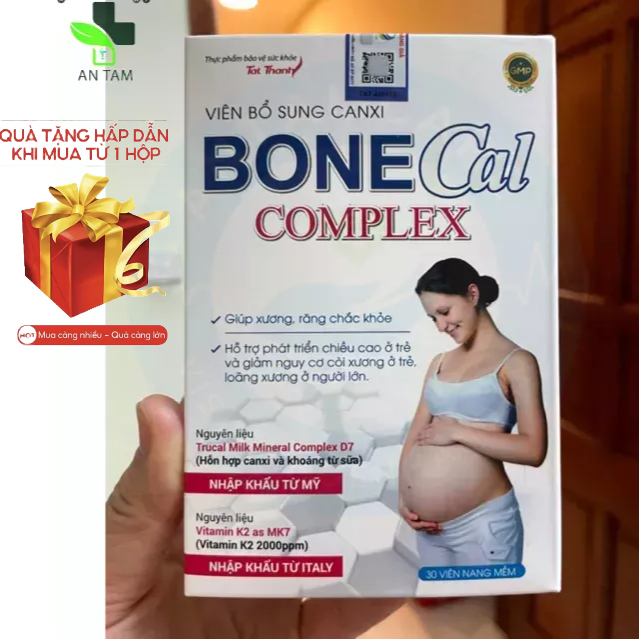Bổ sung Canxi từ sữa Bone Cal Comlex, giảm loãng xương, còi xương ở trẻ em và người lớn, có thêm D3 K2 Hộp 30 viên