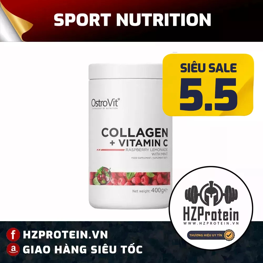 OSTROVIT COLLAGEN + VITAMIN C - HỖ TRỢ LÀM ĐẸP DA, MÓNG, TÓC, ĐỀ KHÁNG SỨC KHỎE (40 LẦN DÙNG)