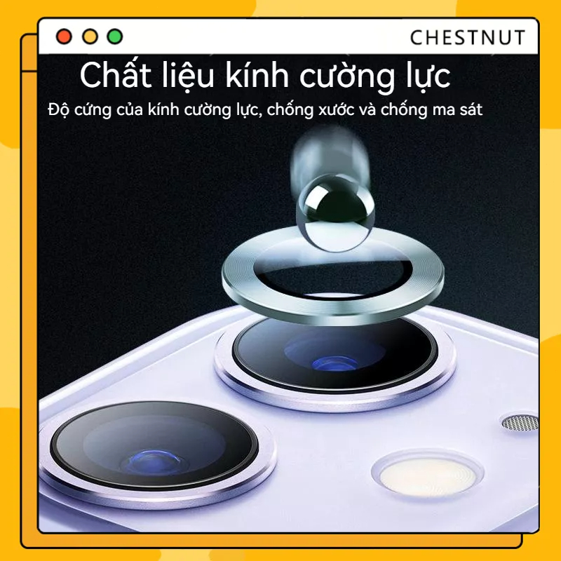 Kính Cường Lực Bảo Vệ Camera Sau Có Vòng Nhẫn Kim Loại Cho iP 14 14 Pro 13 12 11 Pro Max 13 Mini 12 Mini-CT