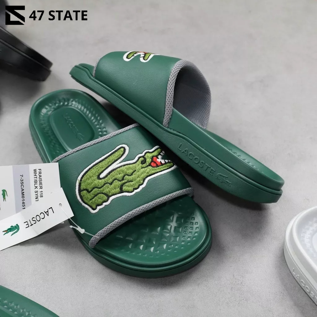 Dép LACOSTE Quai Ngang LOGO thêu - Hàng xịn Fullbox