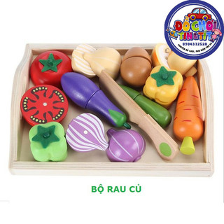 Đồ chơi gỗ cắt hoa quả dùng nam châm, đồ chơi an toàn giúp bé nhận biết các loại rau quả TR06