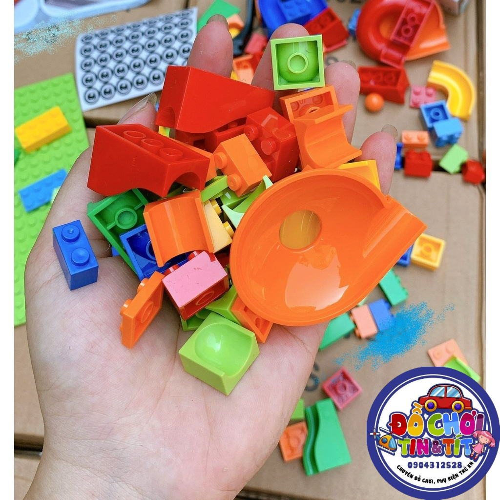 Bộ đồ chơi xếp hình cầu trượt thả viên bi nhiều chi tiết tăng khả năng sáng tạo của trẻ TR84