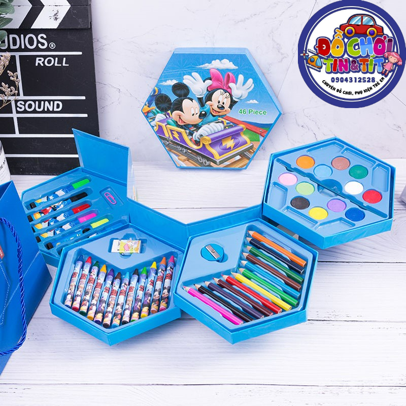 Hộp bút màu 4 tầng xoay với 46 chi tiết cho bé thỏa sức sáng tạo tranh nhiều sắc màu TR112